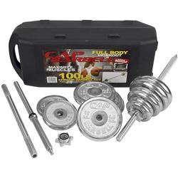 Cap Barbell 100 lb. Weight Set with Barbell, Chrome Plates & Carrying Case