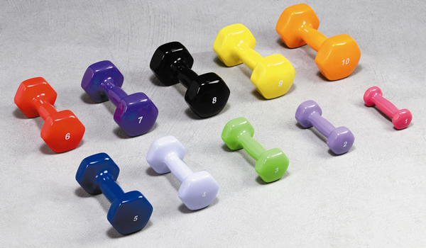 Premium Bright Vinyl Coated Aerobic Dumbbells with Ergo Handle Premium Bright Vinyl Coated Aerobic Dumbbells with Ergo Handle